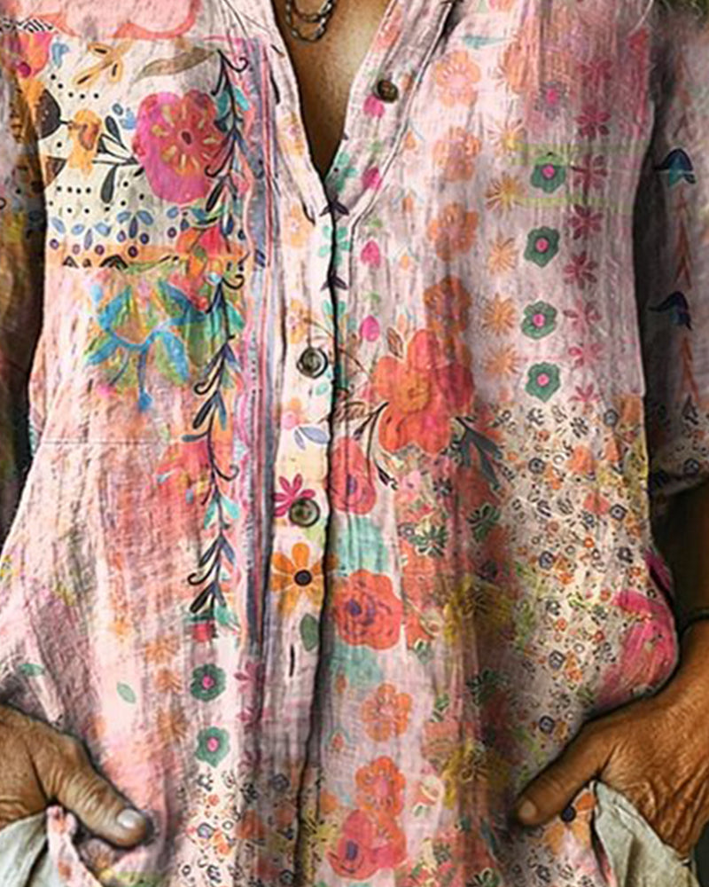 Camicia Artistica Stampa Floreale