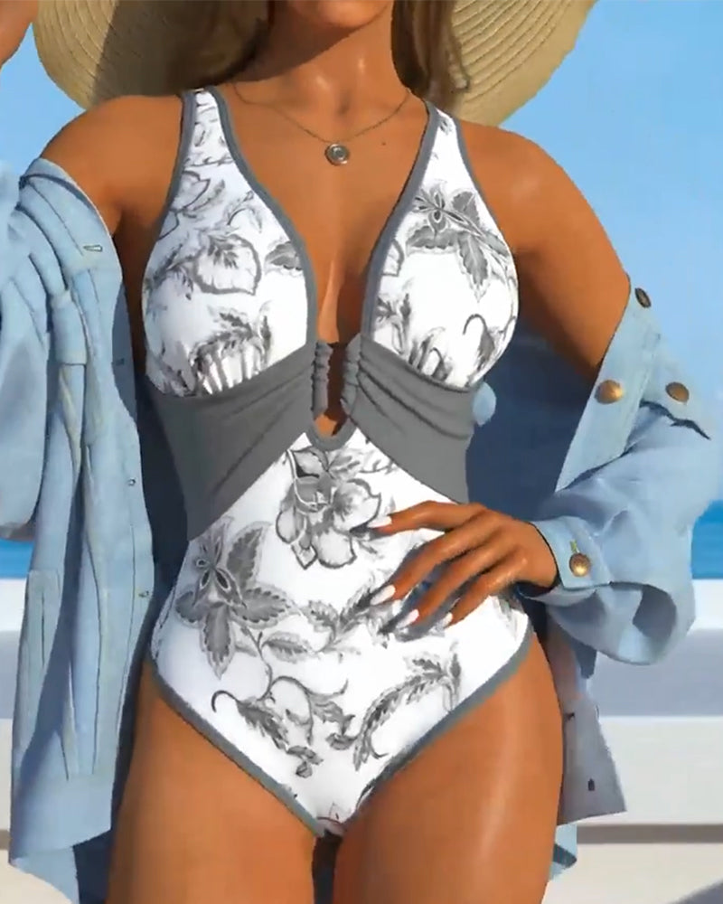 Costume da bagno intero sexy stampato
