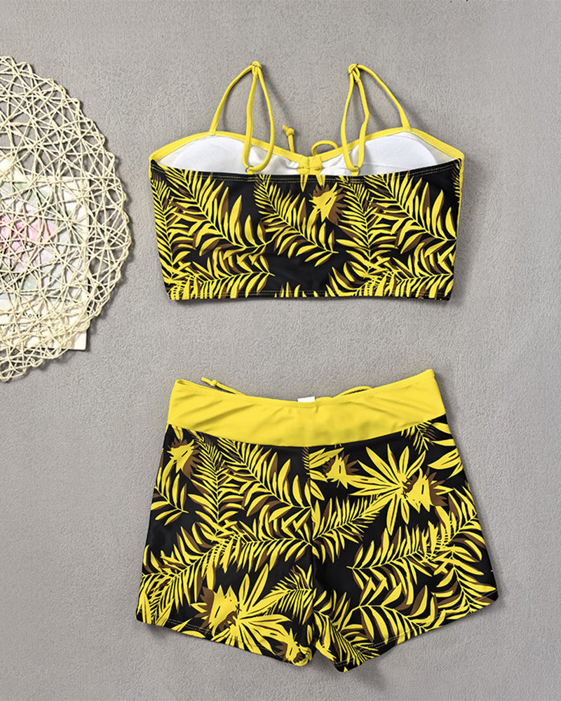 Bikini a vita alta Boyleg stampato