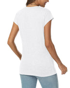 T-shirt pullover scollo a V a tinta unita