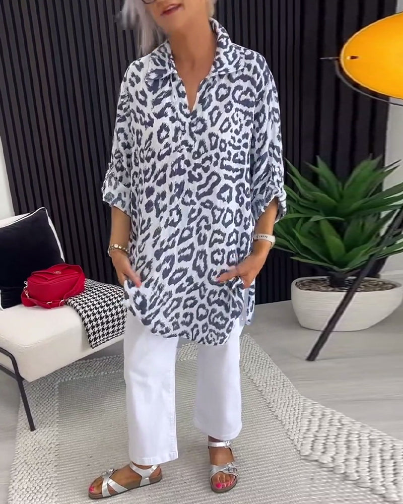 Camicetta Revers Stampa Leopardo