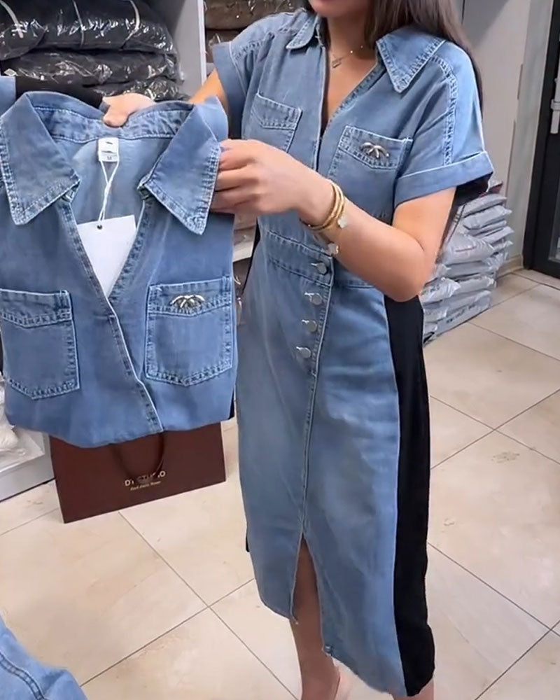 Abito casual in denim patchwork