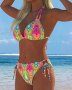 Bikini Colorato con Stampa all'Americana