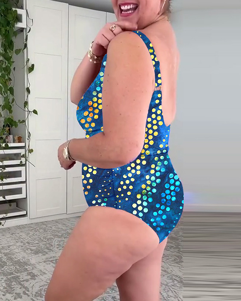 Costume Da Bagno Intero Stampato A Pois