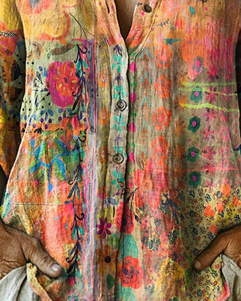 Camicia Artistica Stampa Floreale