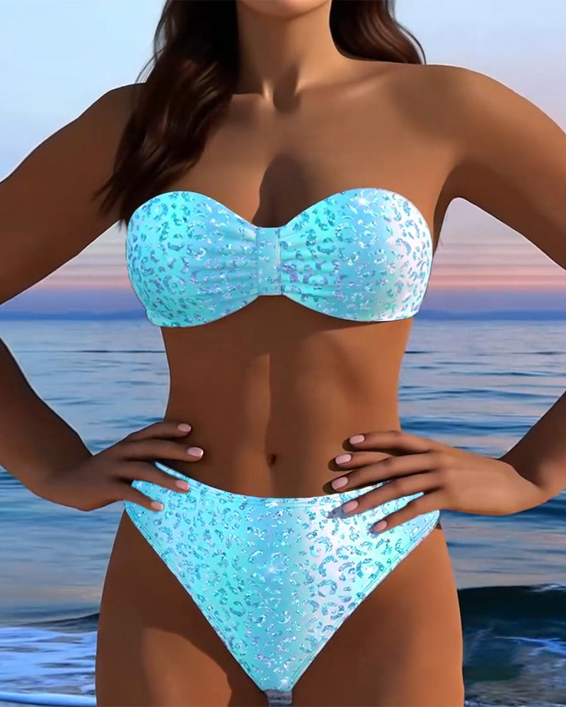 Bikini a fascia stampato leopardato