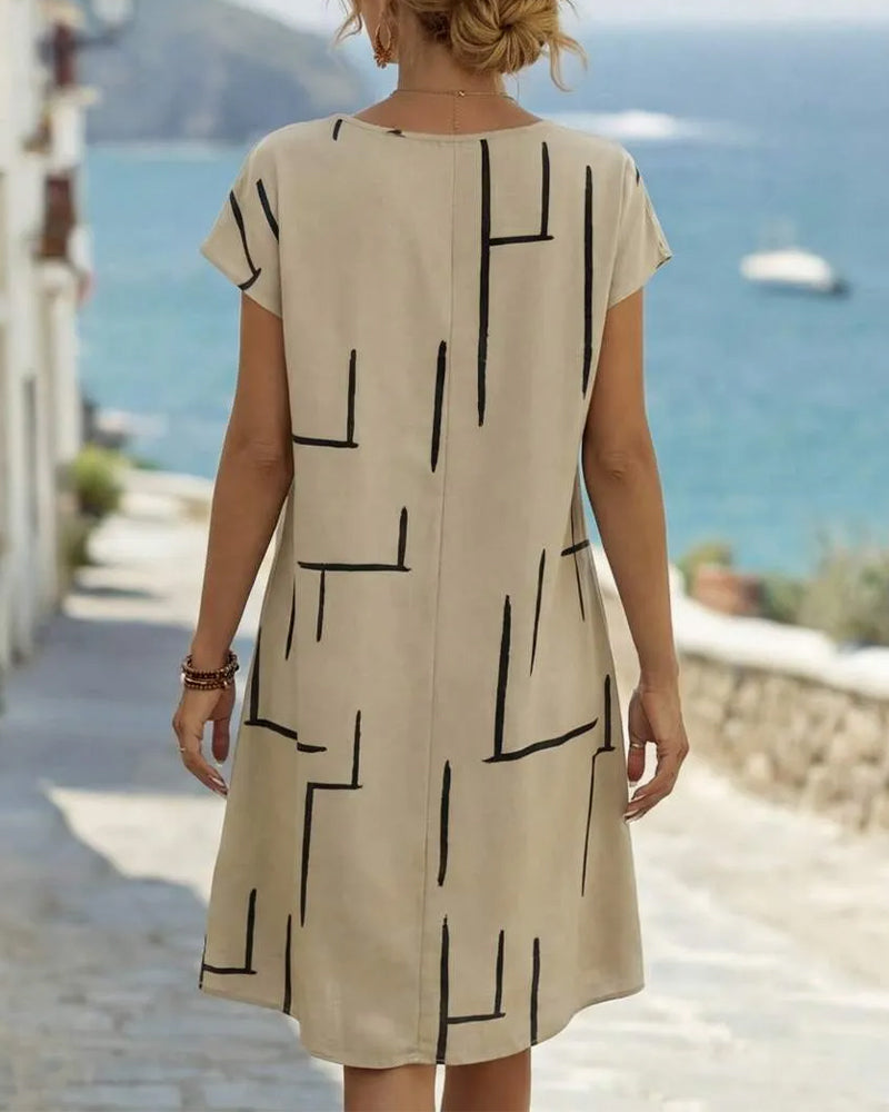 Abito Donna Estivo Casual Stampa Girocollo