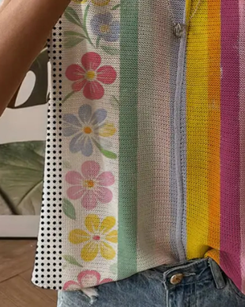 Maglione A Pois A Righe Arcobaleno