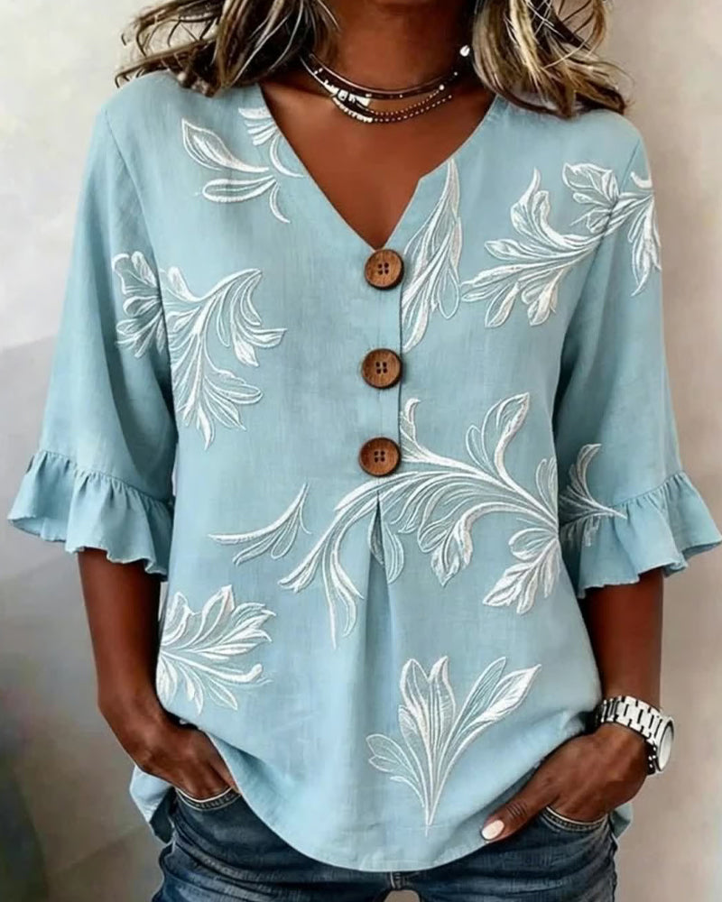 Camicia con ruches sulle maniche e tre bottoni