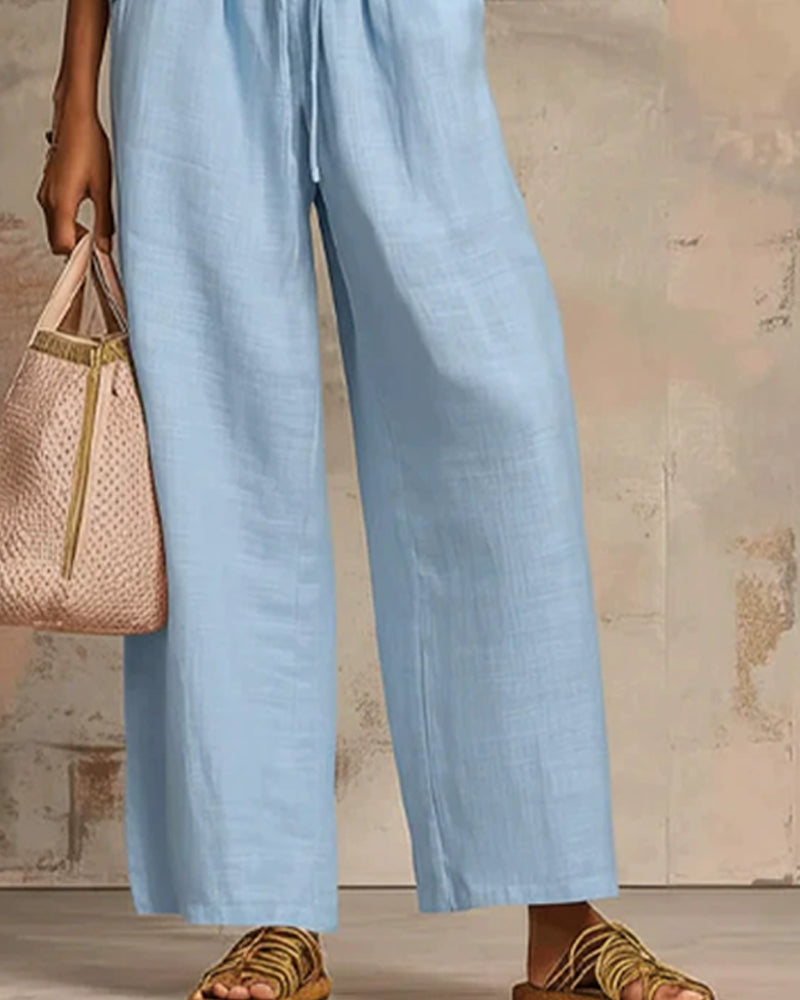 Completi Due Pezzi Cerniera Collo Tondo Top Ampio Pantaloni A Gamba Larga