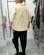 100% cotone Camicetta con colletto largo tinta unita casual