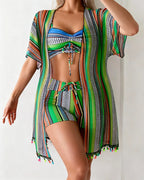 costume da bagno bikini tre pezzi stampato per le vacanze