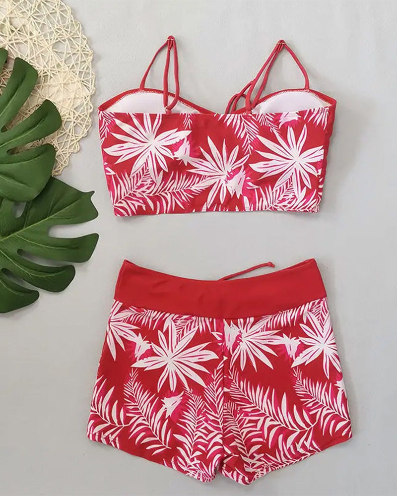 Bikini a vita alta Boyleg stampato