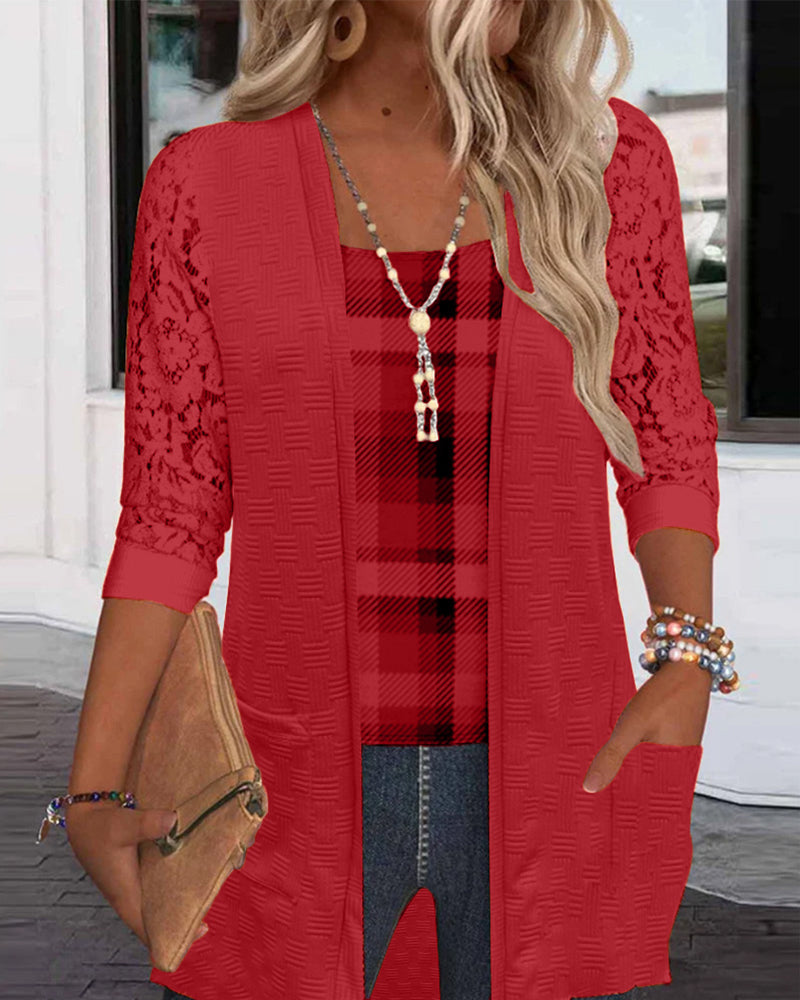 Top crop a quadretti a due pezzi