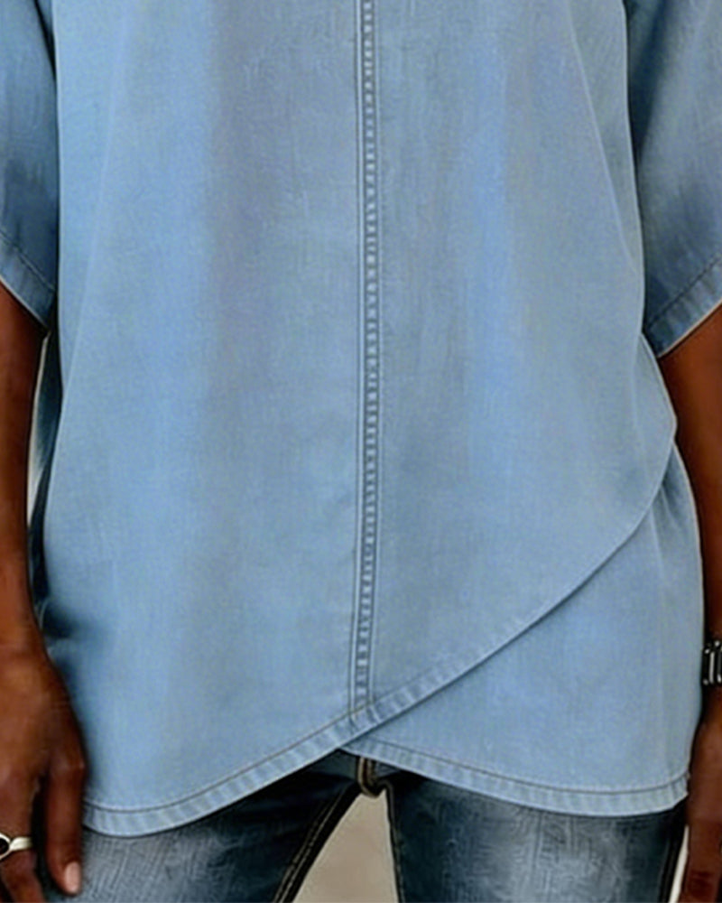 Top scollo a V casual in denim
