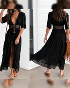 Costume da bagno copricostume in pizzo intagliato con allacciatura