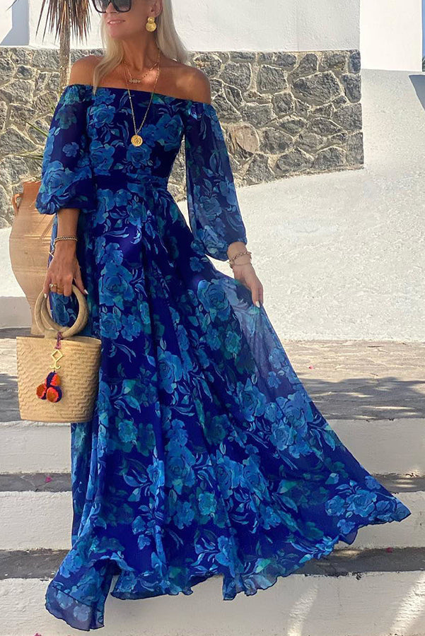 Luna™ | Abito Maxi con Stampa Floreale e Spalle Scoperte