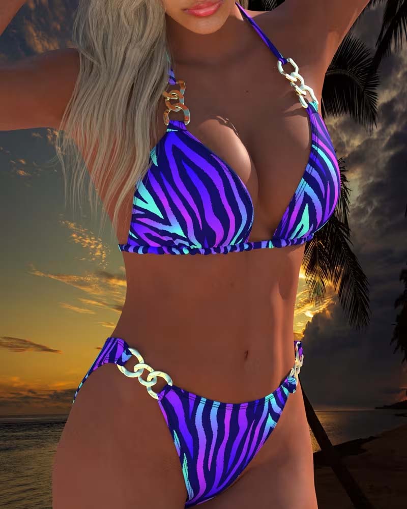 Costume da bagno bikini stampato sfumato di tendenza