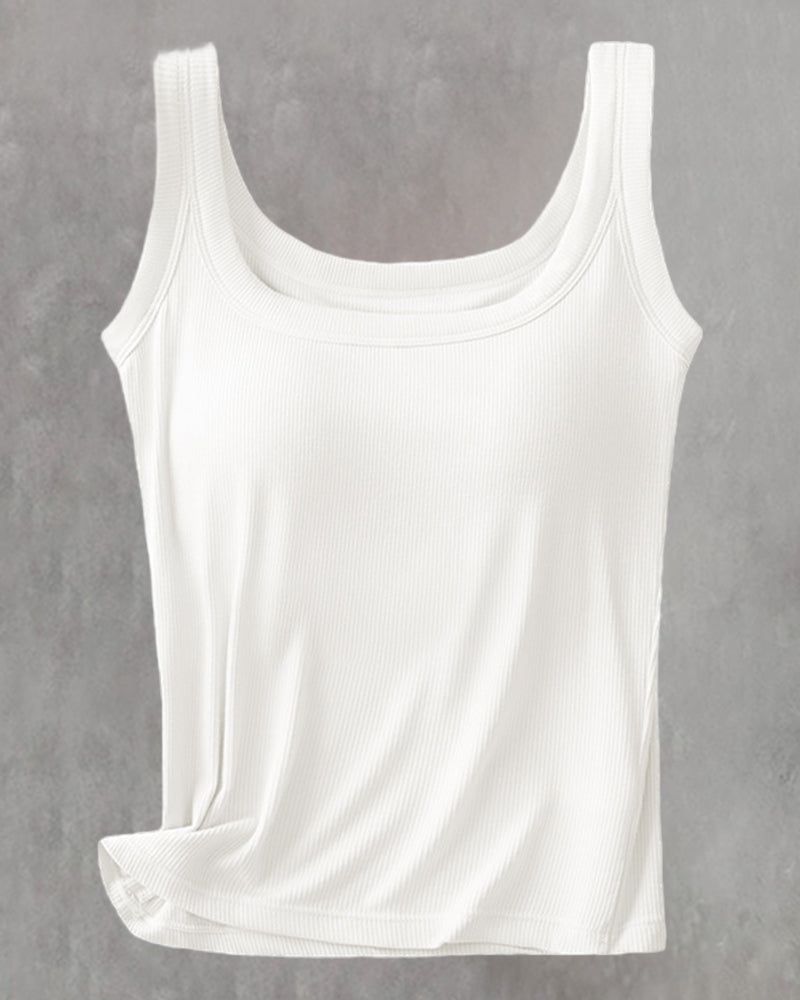 Canotta Tinta Unita Con Reggiseno Integrato