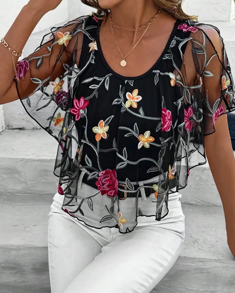 Blusa Ricamata Maglia Robusta