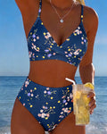 Bikini sexy incrociato con stampa floreale