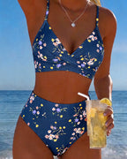 Bikini sexy incrociato con stampa floreale
