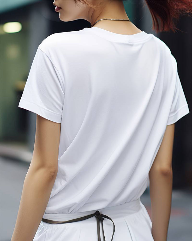 T-shirt casual stampato love a maniche corte e girocollo