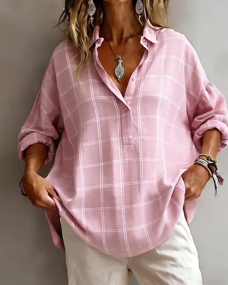 Camicia con rever a quadri sofisticata