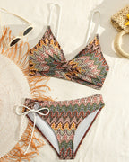Bikini stampato a triangolo con nodo