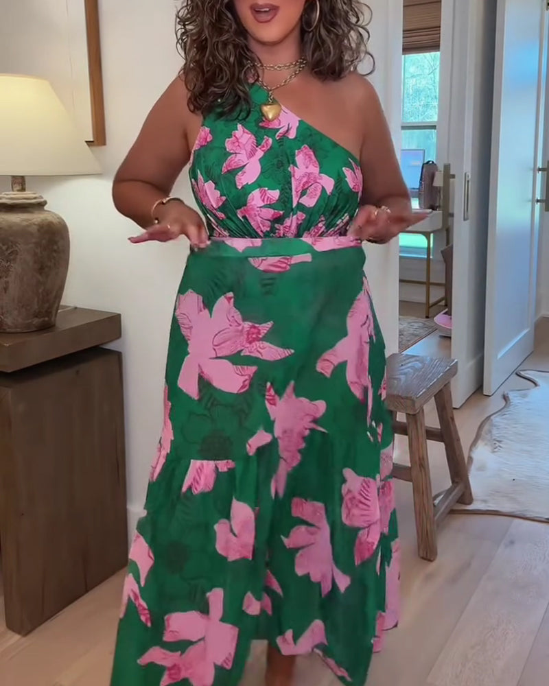 Costume da bagno intero a portafoglio con blocchi di colore a fiori