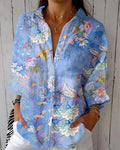 Camicia di moda stampata con collo a revers