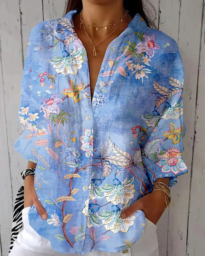 Camicia di moda stampata con collo a revers