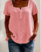 T-shirt testurizzato scollo quadrato manica corta