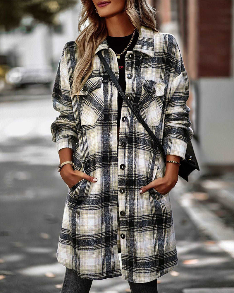 Camicia casual a quadri con taschino