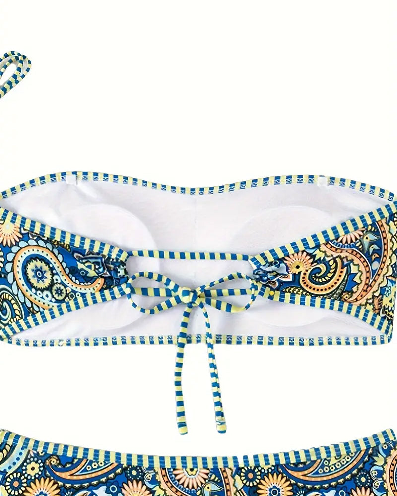 Costume da bagno due pezzi stampato stile etnico