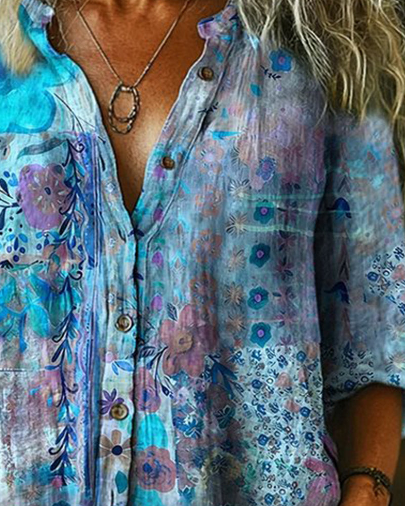 Camicia Artistica Stampa Floreale