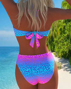 Costume da bagno all'americana con stampa leopardata sfumata