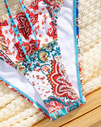 Bikini stampato allacciato sexy a triangolo