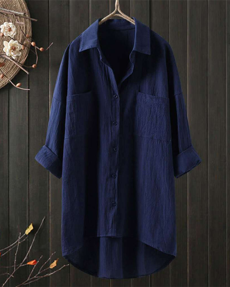 Camicia ampia a tinta unita con maniche lunghe