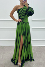 Hazel™ | Abito lungo elegante a righe con spalle scoperte