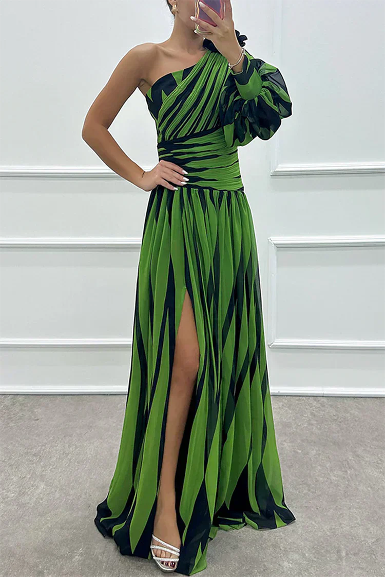 Hazel™ | Abito lungo elegante a righe con spalle scoperte
