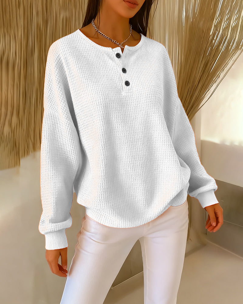 Felpa di tendenza casual monocolore a maniche lunghe