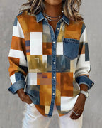 Camicia Color Block con risvolto alla moda