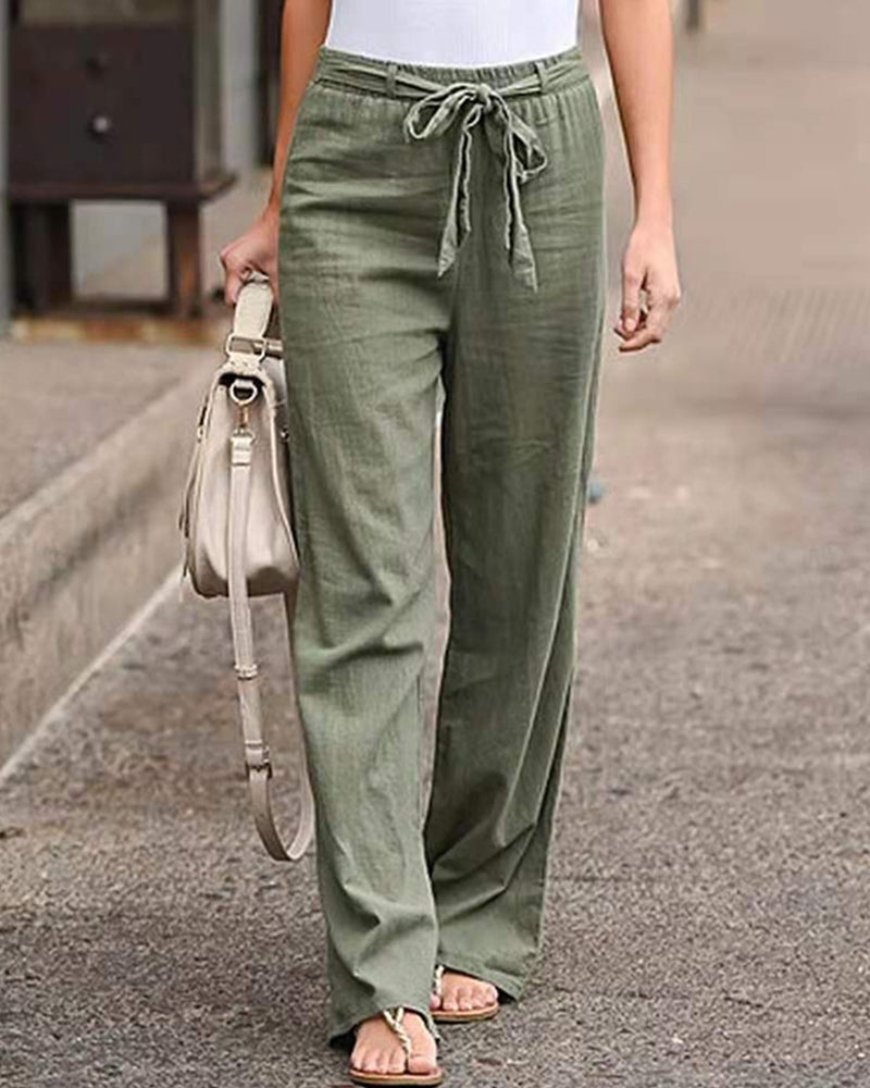 Pantaloni a gamba dritta con vita elasticizzata