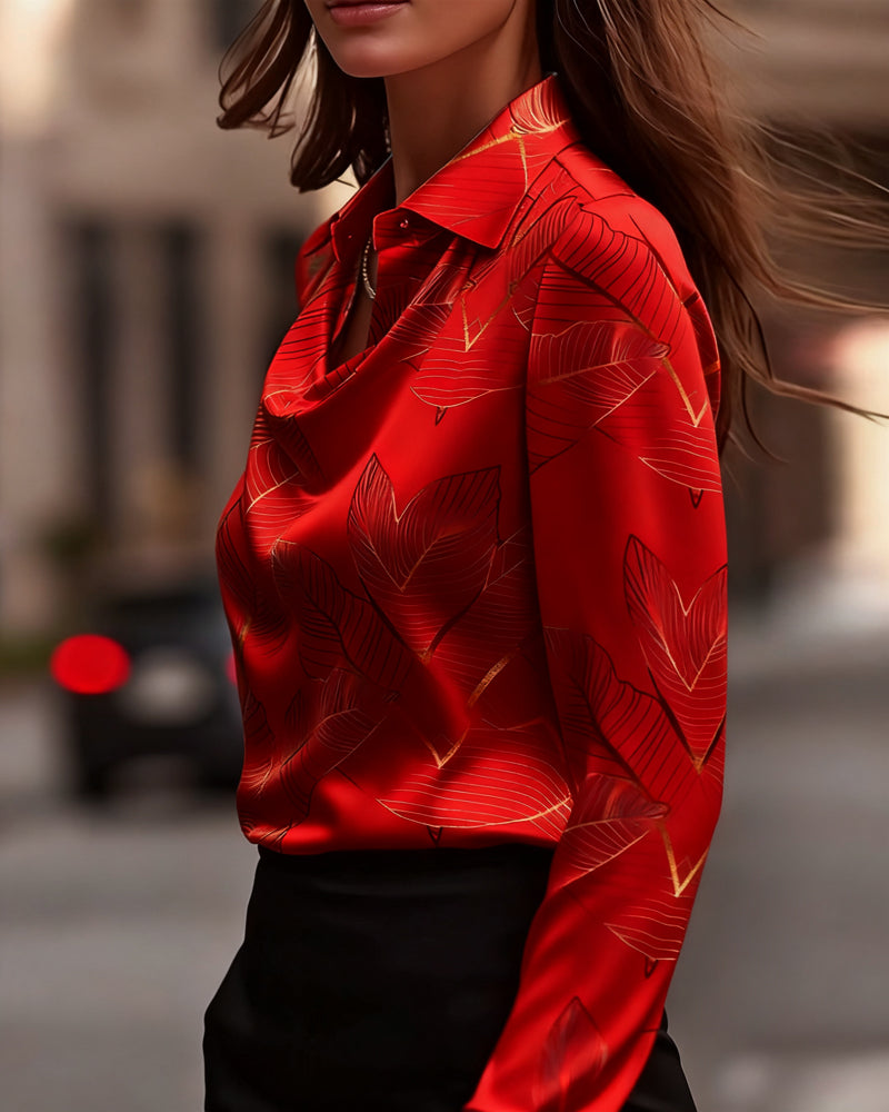 Camicia elegante in raso a maniche lunghe