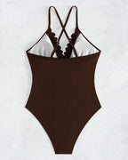 Costume da Bagno Intero Sexy Monocromatico Scavato