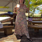 Costume da Bagno Senza Spalline con Stampa a Cuori per Vacanze