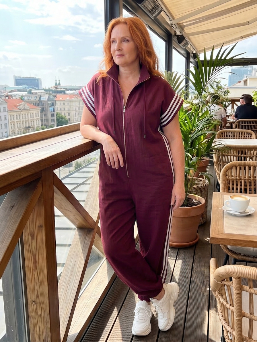Lark | Tuta con zip e pannelli a righe