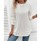 T-shirt girocollo a maniche lunghe tinta unita