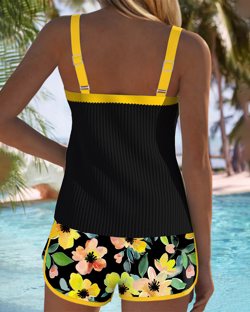 Tankini Due Pezzi con Pantaloncino da Spiaggia